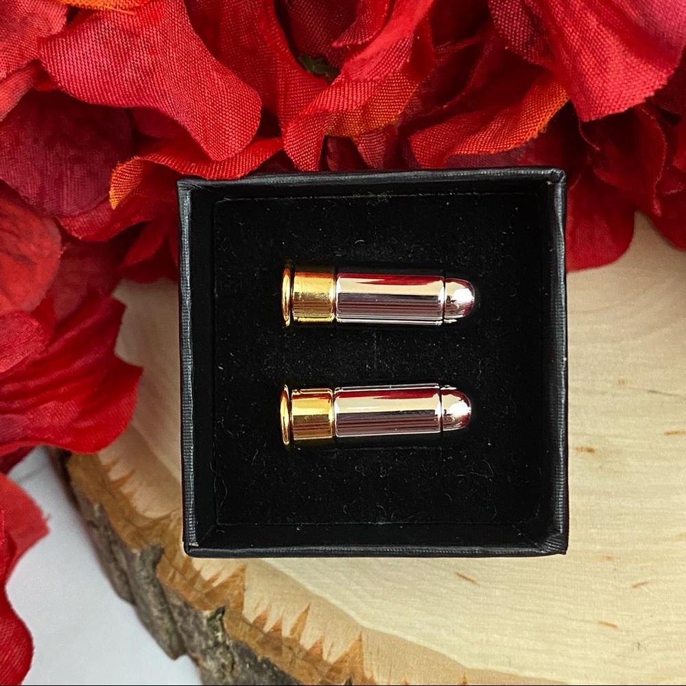 Gold and Silver Revolver Bullet NRA Cufflinks - Picture 13 of 16